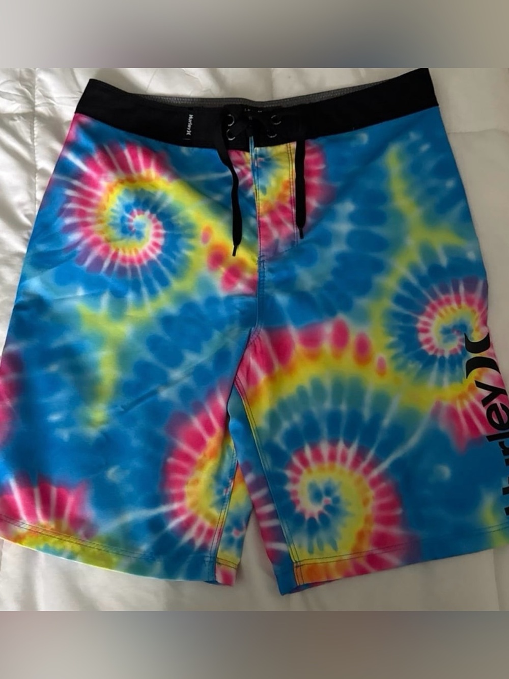 Hurley Boys Tie-Dye Blue Yellow Pink Swim Shorts Size 12